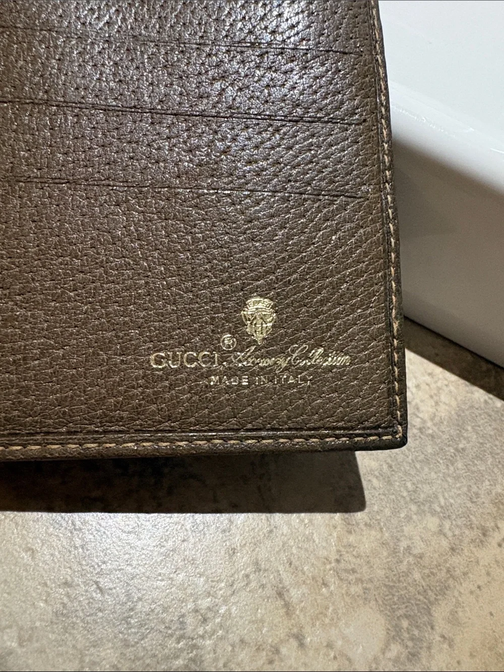 Gucci Brown GG Monogram Continental Wallet with Red-Green Web